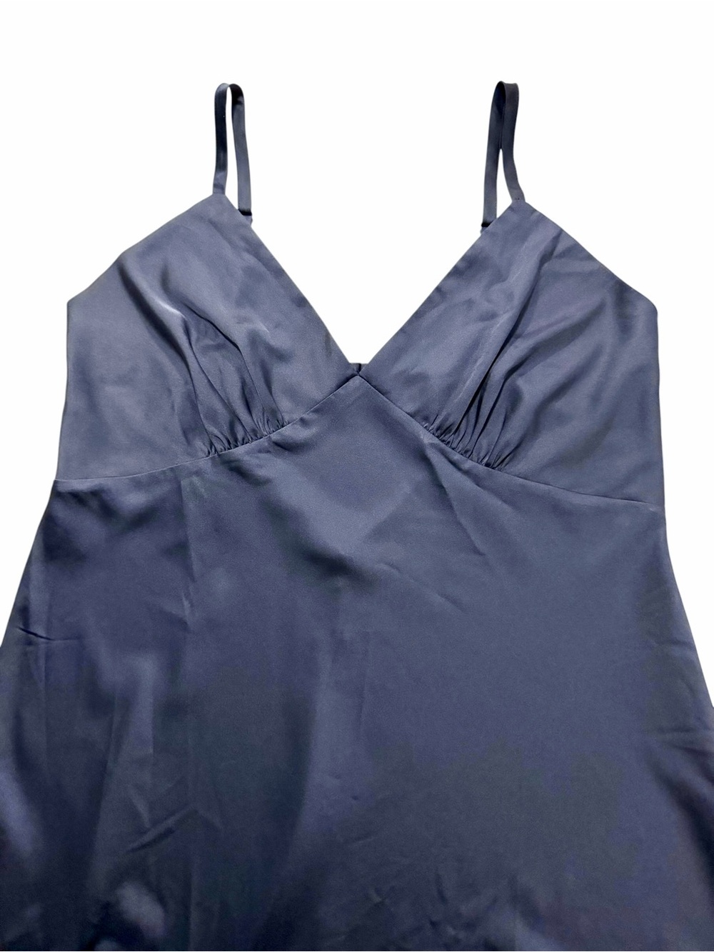 SOMA Navy Blue Stretch Luster Knit Night Gown Size XL Satin Spaghetti Straps - Picture 5 of 14